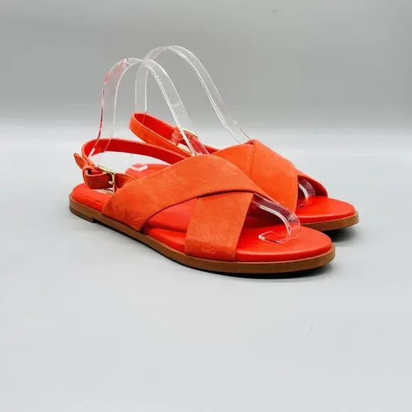 Cole Haan Sandals Womens 7 Orange Suede Grand 360 Slingback Flats Comfort Shoes - Picture 2 of 12